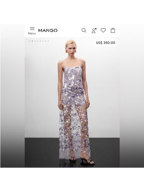 Mango Dresses & Skirts - Mango Lavender Sequin Strapless Sheer Maxi Dress
